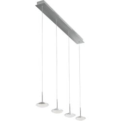 Pendellampe Hara Silber Metall 90 cm 200 cm - Farbe: Aluminium gebürstet - LED - Lichtfarbe: Warmweiss - Pendellampe- LED Energiesparlampe
