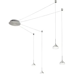 Pendellampe Devin Grau Metall 700 cm 350 cm - Farbe: Nickel sat./chrom/Alu - LED - Lichtfarbe: Warmweiss - Pendellampe- LED Energiesparlampe