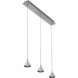 Pendellampe Dalia Silber Metall 65 cm 200 cm - Farbe: Aluminium satiniert - LED - Lichtfarbe: Warmweiss - Pendellampe- LED Energiesparlampe