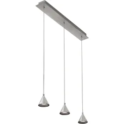 Pendellampe Dalia Silber Metall 65 cm 200 cm - Farbe: Aluminium satiniert - LED - Lichtfarbe: Warmweiss - Pendellampe- LED Energiesparlampe