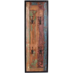Garderobenpaneel Indo Mehrfarbig Holz/Metall 110 cm - Farbe: Bunt - Garderobenpaneel