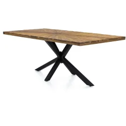 Esstisch Stella Braun Holz/Metall 160 cm - Farbe: natur - Material: Teak, Metall - Esstisch