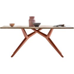Esstisch Yael Braun Holz/Metall 160 cm - Farbe: Natur, Braun - Material: Akazie, Metall - Esstisch