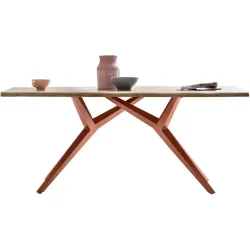 Esstisch Yael Braun Holz/Metall 180 cm - Farbe: Natur, Braun - Material: Akazie, Metall - Esstisch