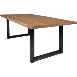 Esstisch Uwe Braun/Schwarz Holz/Eisen 200 cm - Farbe: natur, schwarz - Material: Teak, Eisen - Esstisch