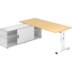 Anbauschreibtisch Office Holz 180 cm Höhenverstellbar (manuell) - Farbe: Ahorn Dekor - Material: Holzwerkstoff - Anbauschreibtisch