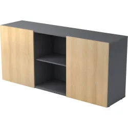 Aktenschrank Office Grau/Braun Holz 160 cm 42 cm 74.8 cm - Farbe: Graphit, Eiche Dekor - Material: Holzwerkstoff - Aktenschrank