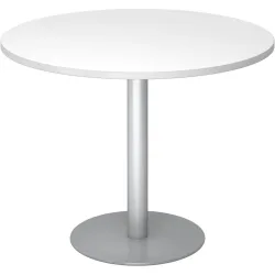 Hammerbacher Säulentisch Silber, Weiß Melaminharzbeschichtete Spanplatte STF10 1.000 x 745 mm