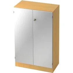 Aktenschrank Office Braun/Silber Holz 80 cm 42 cm 127 cm - Farbe: Buche Dekor, Silber - Material: Holzwerkstoff - Aktenschrank