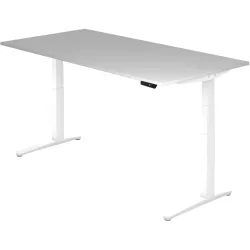 Schreibtisch Office Grau/Weiss Holz 200 cm - Farbe: weiss/grau - Material: Holzwerkstoff - Schreibtisch