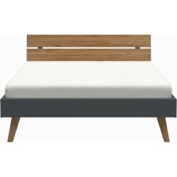 Modular Bett Livorno Grau Holz 160 x 200 cm - Farbe: dunkelgrau - Material: Wildeiche/Holzwerkstoff - Bett