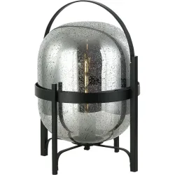 Tischlampe Gavia Grau Glas 29 cm 41 cm - Farbe: rauchgrau - Tischlampe