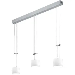 Designer-Pendellampe Bankamp Grazia Nickel matt 3-flammig dimmbar D 22 cm - Farbe: Silber/Weiss - LED - Lichtfarbe: Extra warmweiss - Material:
