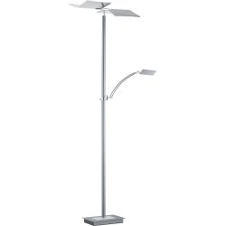 Stehlampe Kamira Grau/Silber Metall 182 cm - Farbe: Nickel matt/Chrom abgesetzt - LED - Lichtfarbe: Warmweiss - Kaltes Tagesweiss - Stehlampe- LED