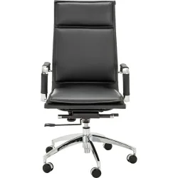 Bürostuhl Laelia Schwarz Leder/Aluminium 66 cm 115 cm - Material: Textilleder - Bürostuhl