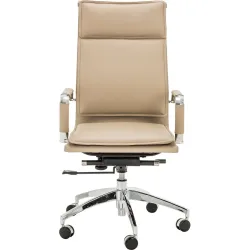 Bürostuhl Laelia Beige Leder/Aluminium 66 cm 115 cm - Material: Textilleder - Bürostuhl