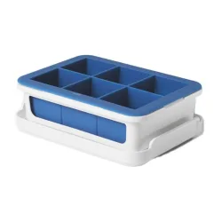 OXO Eiswürfelform Don I Blau/Weiss Kunststoff 13 cm 20 cm - Farbe: weiss/blau - Material: Kunststoff/Silikon - Eiswürfelform