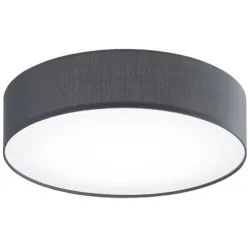 Deckenlampe Noah Grau Metall/Stoff 60 cm 16 cm - Farbe: anthrazit - LED - Lichtfarbe: Warmweiss - Material: Metall/ Stoff - Deckenlampe- LED