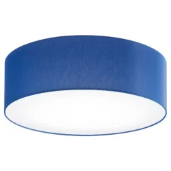 Deckenlampe Noah Blau Metall/Stoff 50 cm 16 cm - Farbe: Dunkelblau - LED - Lichtfarbe: Warmweiss - Material: Metall/ Stoff - Deckenlampe- LED