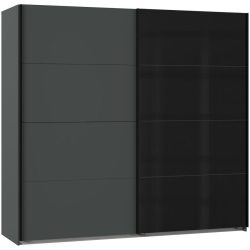 Kleiderschrank Litza Schwarz/Grau Holz/Metall 270 cm 65 cm 210 cm - Farbe: Schwarz glanz - Material: Holzwerkstoff - Kleiderschrank