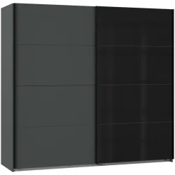 Kleiderschrank Litza Schwarz Holz 225 cm 65 cm 210 cm - Farbe: Schwarz glanz - Material: Holzwerkstoff - Kleiderschrank