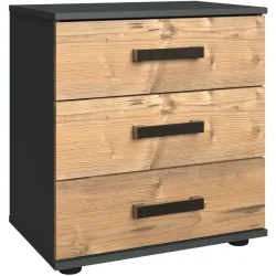 Nachttisch Jasmin Weiss/Grau Holz 52 cm - Farbe: Weisstanne Dekor, Graphit - Material: Holzwerkstoff - Nachttisch