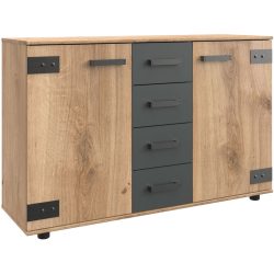 Kommode Malma Braun Holz 130 cm 41 cm - Farbe: Eiche Dekor - Material: Holzwerkstoff - Kommode