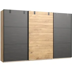Kleiderschrank Demian Braun Holz 300 cm 65 cm 218 cm - Farbe: Eiche Dekor - Material: Holzwerkstoff - Kleiderschrank