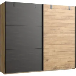 Kleiderschrank Demian Braun Holz 200 cm 65 cm 218 cm - Farbe: Eiche Dekor - Material: Holzwerkstoff - Kleiderschrank
