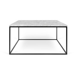 Salontisch Nissa Weiss/Schwarz Stein/Metall 75 cm - Farbe: weiss, schwarz - Material: Marmor/Metall - Salontisch