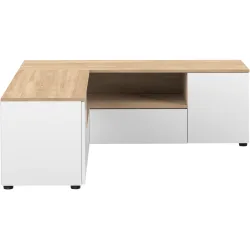 TV-Möbel Meduris Braun/Weiss Holz 130 cm 46 cm 40 cm - Farbe: Eiche Dekor/weiss - Material: Holzwerkstoff - TV-Möbel