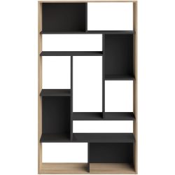 Regal Eber Braun/Schwarz Holz 90.8 cm 162.8 cm - Farbe: Eiche Dekor, Schwarz - Material: Holzwerkstoff - Regal
