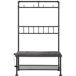 Garderobe Nael Schwarz Metall 114 cm 178 cm - Farbe: schwarz matt - Garderobe