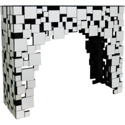 Konsole Roy Silber Glas/MDF 111 cm - Farbe: Spiegelglas - Material: MDF/Spiegelglas - Konsole