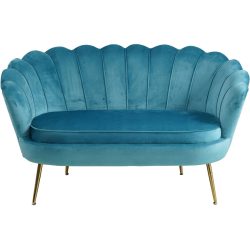 Sofa Pedro Blau Stoff 136 cm 76 cm - Material: Samt - Sofa