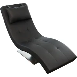 Liege Antur Schwarz/Silber Kunstleder/Metall 60 cm 170 cm - Farbe: Schwarz, Chrom - Material: Kunstleder, Metall - Liege