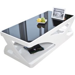 Salontisch Arno Schwarz/Weiss MDF/Glas 120 cm - Farbe: weiss/schwarz - Material: MDF, Glas - Salontisch