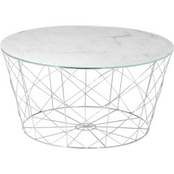 Salontisch Menage Classic Weiss/Silber Glas 80 cm - Farbe: Weiss, Silber - Salontisch