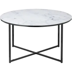 Salontisch Kilian Weiss/Schwarz Glas/Metall 80 cm - Farbe: weiss, schwarz - Material: Glas, Metall - Salontisch