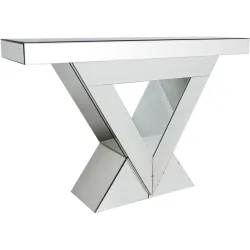 Konsole Roy Silber Glas/MDF 120 cm - Farbe: Spiegelglas - Material: MDF/Spiegelglas - Konsole