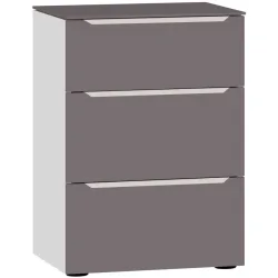 Nachttisch Arena Beimöbel Grau Holz/Glas 45 cm - Farbe: grau, weiss - Material: Holzwerkstoff, Glas - Nachttisch