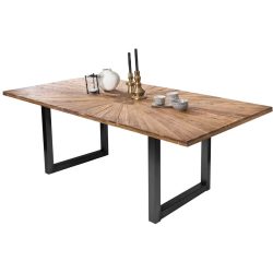 Esstisch Gordon Schwarz Holz 200 cm - Farbe: Antikschwarz - Material: Recyceltes Teak massiv - Esstisch