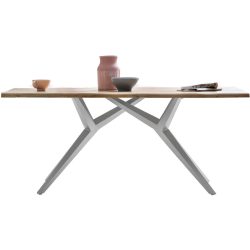 Esstisch Gordon Silber/Braun Holz/Metall 200 cm - Farbe: antiksilber - Material: Wildeiche - Esstisch