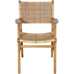 Armlehnstuhl Vivienne Braun Rattan/Holz 59 cm - Farbe: naturbraun - Material: Teak, Rattan - Armlehnstuhl