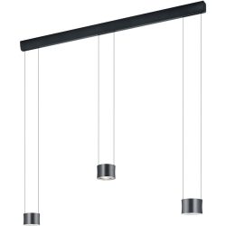 Designer-Pendellampe Bankamp Impulse anthrazit 3-flammig - Farbe: anthrazit eloxiert - LED - Lichtfarbe: Extra warmweiss - Material: Glas/ Metall -