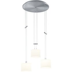 Designer-Pendellampe Bankamp Grazia Nickel matt 3-flammig dimmbar D 48 cm - Farbe: Nickel matt/Chrom abgesetzt - LED - Lichtfarbe: Extra warmweiss -