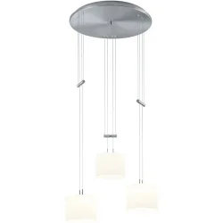 Designer-Pendellampe Bankamp Grazia Nickel matt 3-flammig dimmbar D 48 cm - Farbe: Nickel matt/Chrom abgesetzt - LED - Lichtfarbe: Extra warmweiss -