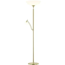 Designer-Steh/Leselampe Bankamp Opera Messing matt dimmbar H 180 cm - LED - Lichtfarbe: Extra warmweiss - Material: Glas - Designer-Stehlampe- LED