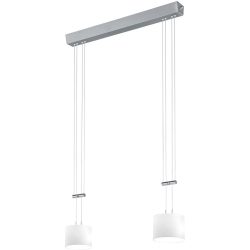 Designer-Pendellampe Bankamp Grazia Nickel matt 2-flammig dimmbar - Farbe: Nickel matt/Chrom abgesetzt - LED - Lichtfarbe: Extra warmweiss - Material: