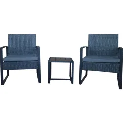 Balkon-Set Stormi Grau Kunststoff 0 cm 0 cm - Farbe: anthrazit - Material: Kunstrattan - Balkon-Set